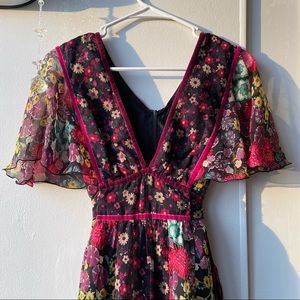 Rare vintage Anna Sui floral flowy midi dress